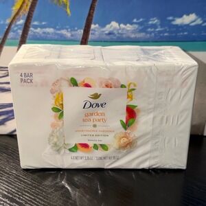Dove Garden Tea Party Honeysuckle Gardenia Beauty Bar Soap 4 PK Limited Edition